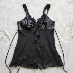 Vintage Y2K Sexy black silk ruffle lingerie